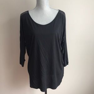 Black Leather Trim Tee